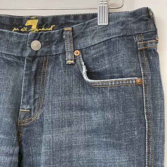 7 For All Mankind Womens 30 A Pocket Bootcut Flare Denim Jeans Low Rise USA Made - Picture 9 of 16